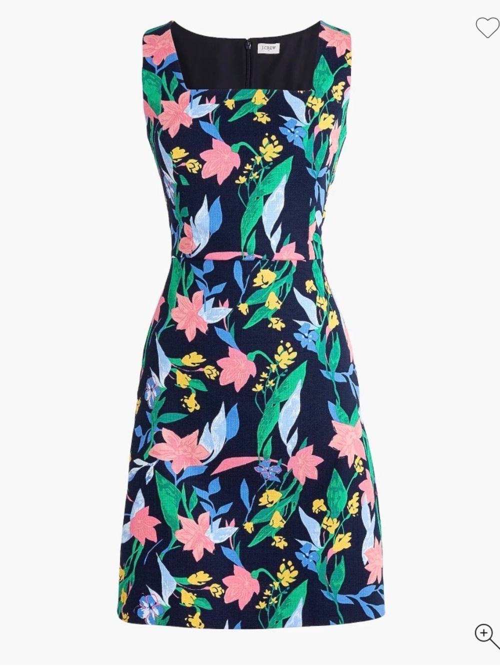 J Crew Floral Basketweave Square Neck Dress